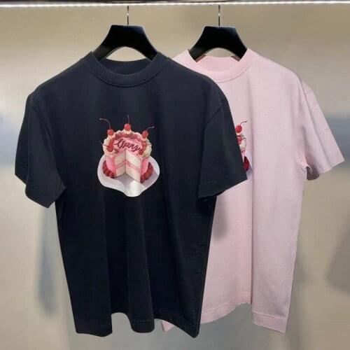 Women Casual T-Shirt Summer Short Sleeve O-Collar Cake Printed Loose Tee High Quality Couple Wear Men Wear