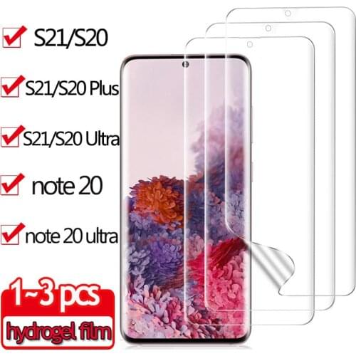 1~3 pcs, Curve Screen Hydrogel Film for Samsung S21 Plus S20 note20 ultra Protective Soft Glass For Samsung s21 Screen Protector