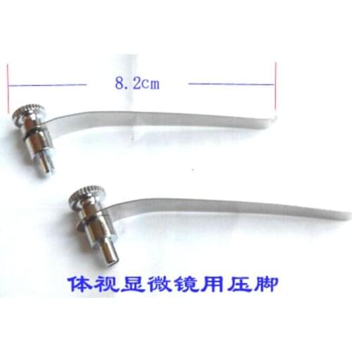 1 Pair 8.2cm Biological Stereo Microscope Tablet Clip Slide Clip Stage Specimen Presser Metal Stereomicroscope Accessories