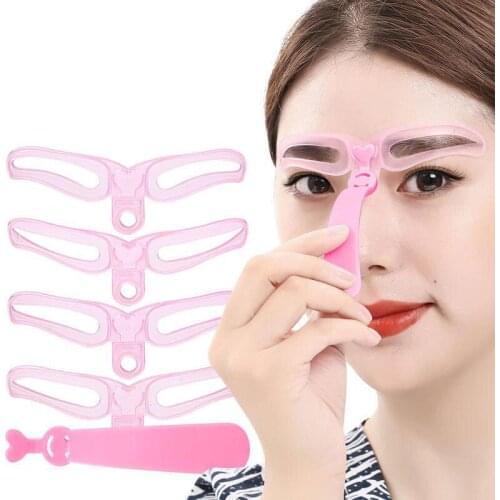 4PCS Brow Painted Eyebrow Pencil Stencils Template Stencil Lady Eye Brow Shaper Makeup Kit Tool Easy To Use