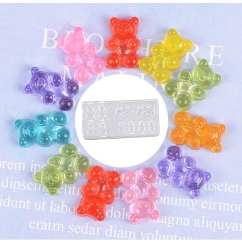 5Pc Handmade Cute Bear Nail Art Silicone Mini Gummy Bear Mold Bear Nail Art Resin Casting Mould Template Resin Art Craft