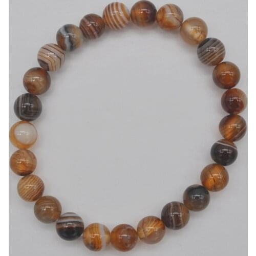 8MM Brown Veins Carnelian Beads Bracelet Stretch 8 Inch Jewelry For Woman Gift G548