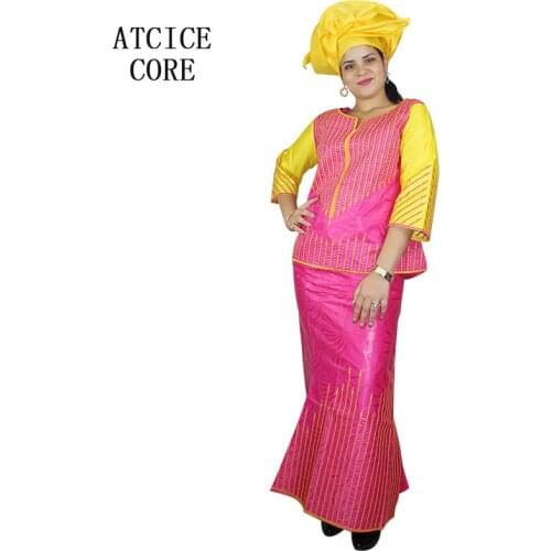 African dresses for women AFRICAN NEW FASHION DESIGN BAZIN EMBROIDERY dashiki african clothes THREE PCS ONE SET DP159