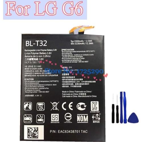 New Original High Quality 3300mAh BL-T32 Battery For LG G6 G600L G600S G600K G600V H871 H872 H873 LS993 US997 VS988