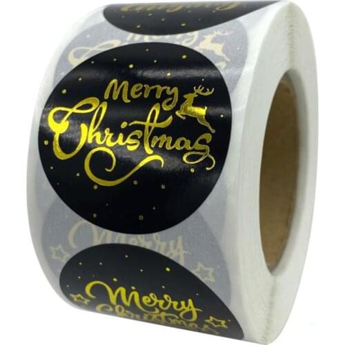 1.5Inch Bronzing Christmas Thank You Stickers Labels Decoration Paper Scrapbooking Sticker Sealing Stationery Supply 50PCS