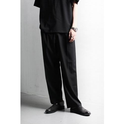 Pants mens front pleated side with wide leg versatile Korean fashion loose straight vertical casual pants