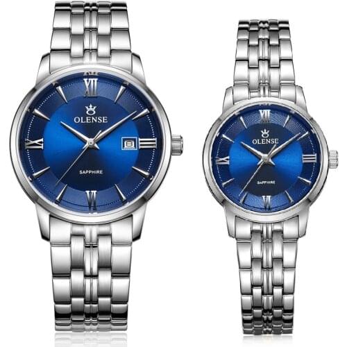 OLENSE Causal Fashion Lovers Watches Stainless Steel Couple Watch Quartz Watches Men Women Waterproof Wristwatch Holiday Gifts