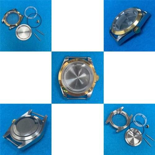 39MM Polished Stainless Steel Watch Case Sapphire Glass Solid Back Cover for 8215/8200/821A for Mingzhu 2813/3804 Watch Movement
