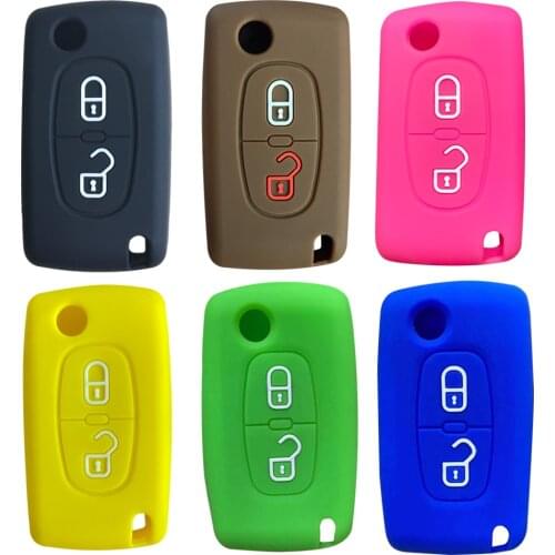 Key Case Cap for Citroen C3 C Crosser Key Cover for Peugeot 308 307 207 206 307S 307sw 407 607 3008 5008 Silica Gel Keychain