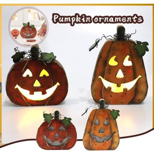 Halloween decorative lights Wooden Pumpkin Lantern Ghost Festival Decoration family party decoration Cemetery Castle props
