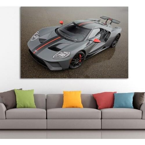 Ford GT Silver Car Sport Car Supercar Home Decor Wall Art Posters Canvas Paintings Fabric Print Room Decoration