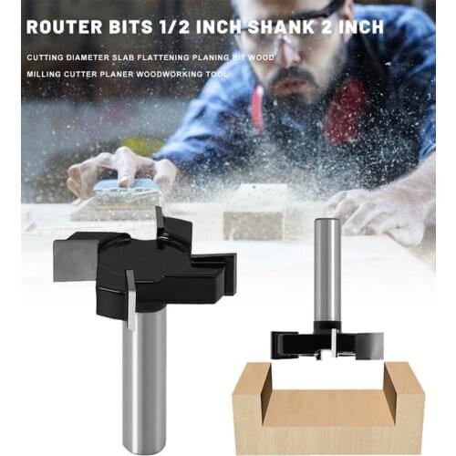 Router Bits 1/2 inch Shank 2 inch Cutting Diameter Slab Flattening Planing Bit Wood Milling Cutter Planer Woodworking Tool