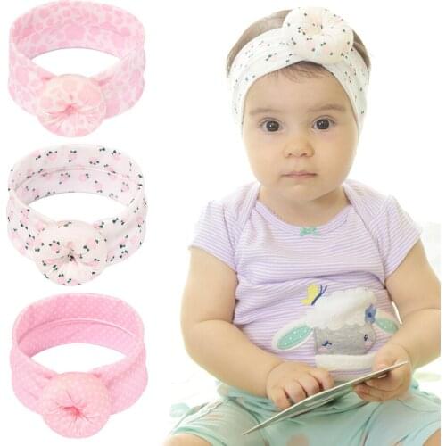 Good Quality EN-71 Tested Baby Bandanas Pink Print Ball 1/2pcs/set Headbands for Infants Kids Girls Hair Accessories Photo Prop