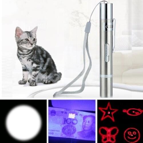 Interactive Pointer Toys Pet Cat Command Light Training Tools with UV Light USB Charging AUG889