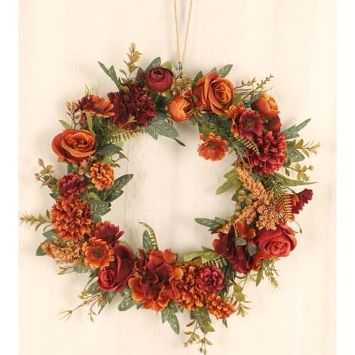 Artificial Plants Fall Wreath Autumn Wreath for Front Door Outside Ideal for Halloween Thanksgiving Christmas Home Decoration