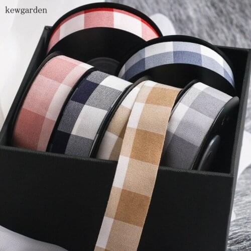 Kewgarden DIY Bow Crafts Accessories Handmade Tape 1.5" 1" 10mm 25mm 38mm Plaid Polyester Ribbon Packing Sewing Riband 10 Yards