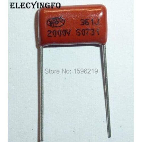 50pcs CBB capacitor 361 2000V 361J 2KV 360pF 0.36nF P15 CBB81 Metallized Polypropylene Film Capacitor
