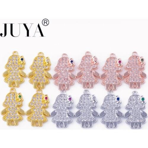 DIY Jewelry Making Accessories 4 Pcs Copper Zirconia Rhinestone Lovely Charm Kids Girls Pendant Connectors For Jewelry Making
