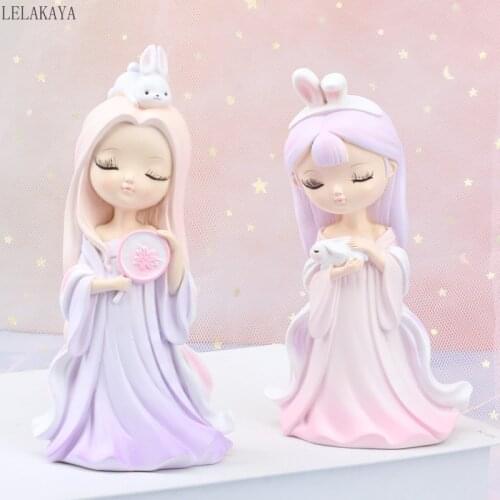 13cm Lovely Adorable girl figure Resin Art Craft Figurines Home Decor Small Desktop Ornaments Xmas Gift toy resin embellishments
