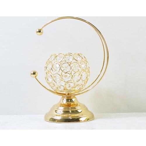 Creative Crystal Candle Holder Gold Tea Light Holder Wedding Party Centerpieces Candlestick Stand Home Craft Lantern Decoration