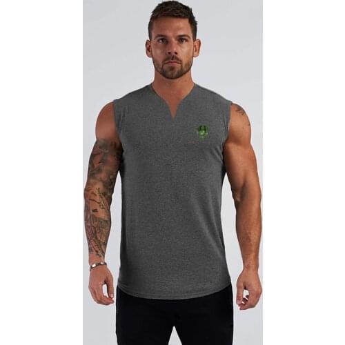 Summer Tank Top Bodybuilding Fitness Gyms Shirt Breathable V-neck Tank Top Men Gyms Jogging-clothing Stringer Training Shirt