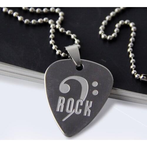 Metal Rock Roll Style Metal Guitar Pick Necklace Stainless Steel Picks Free Shipping 0.09cm