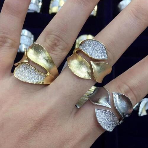 Missvikki Luxury Trendy Vintage golden Rings Leaf Shape Saudi Arabic Dubai Ring aretes de mujer modernos High Quality 2021 New