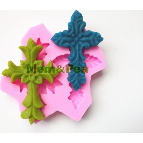 Mom&Pea 0016 Free Shipping Two Crosses Shaped Silicone Mold Cake Decoration Fondant Cake 3D Mold Food Grade Silicone Mould