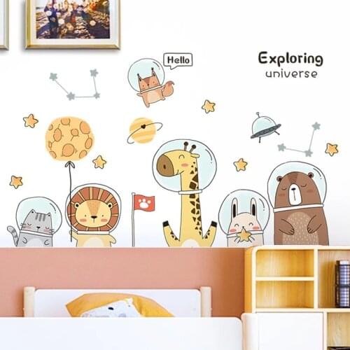 Cartoon Animal Wall Stickers for Kids Rooms Decoration Sticker Home Living Room Child Bedroom Decor Nursery Wall Decal Removable