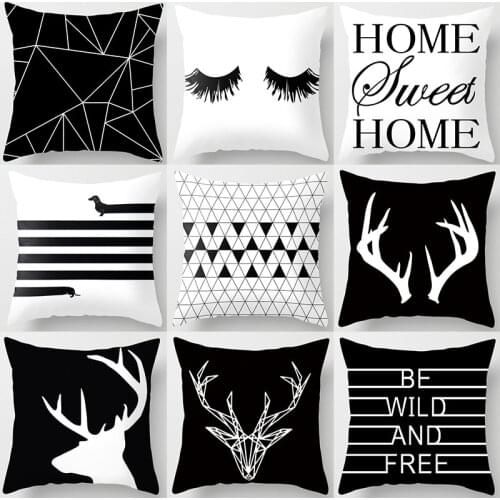 Letter Alphabet Geometric Sofa Decorative Cushion Cover Pillow Pillowcase Polyester Throw Pillow Home Decor Pillowcover 40525