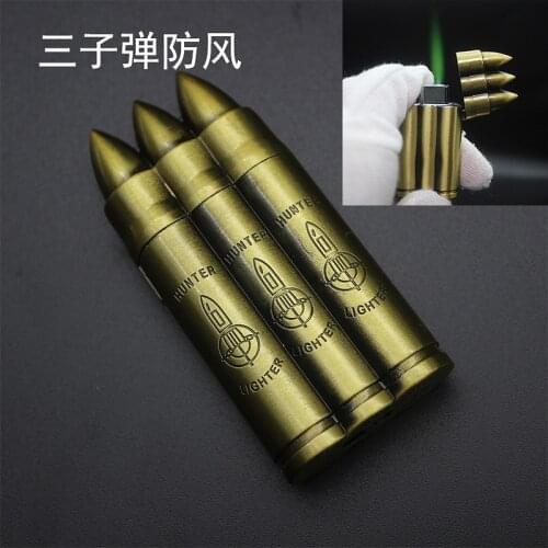 Three Bullets Windproof Creative Lighter New Peculiar Personality Smoking Accessories Butane Lighter Mens Giftt