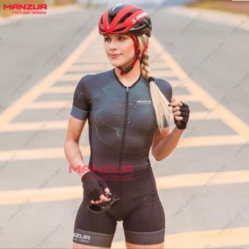 MANZUR New womens breathable black suit womens sportswear sexy one-piece little monkey cycling suit cycling jersey overalls