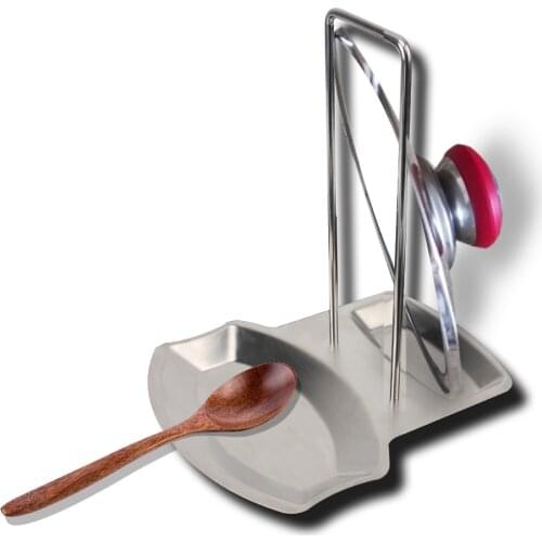 Stainless Steel Stove Organizer Multifunctional Pan Pot Lid Rack Stand Soup Spoon Rests Holder Spoon Holder Kitchen Tools
