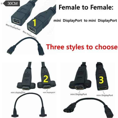 30cm mini DisplayPort Female to mini DisplayPort Female socket panel mountCable Adapter 2K*4K@60Hz with screws