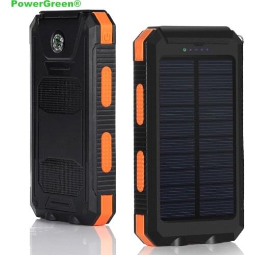 PowerGreen Compass Design Charger 10000mAh Flashlight Solar Charger Solar Powerbank Small Solar Panel for Phones