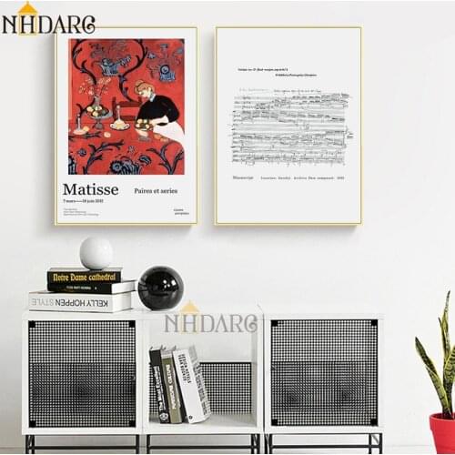 Matisse Simple Fashion Modern Chopin Music Score Home Decor Painting Posters and Prints Canvas Art Wall Picture for Living Room