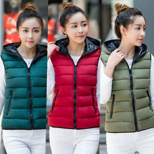 Plus size vest women hooded winter waistcoat Two-sided vest both sides wear solid vest coat waistcoat sleeveless jacket 4xl