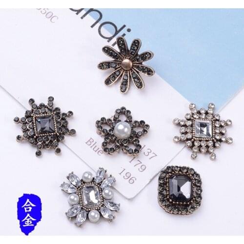 DIY Handmade Jewelry Making 10pcs Anti-gold color New fashion Alloy Material Crystal Pearl Flower/Star charm