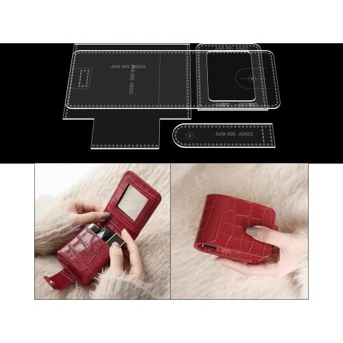 DIY handmade leather goods leather make-up bag lipstick storage bag acrylic version pattern drawing pattern template