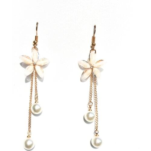 Flower Earrings 2019 Punk Fashion New Earrings Lady Wild Chain Pearl Crystal Flower Earrings Gift Wholesale Ladies Earrings