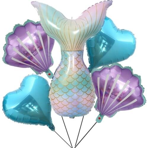 Mermaid Birthday Party Balloon 18inch heart Foil Balloons Mermaid Tail Balloons Baby Shower Girl Birthday Party Decor Globos