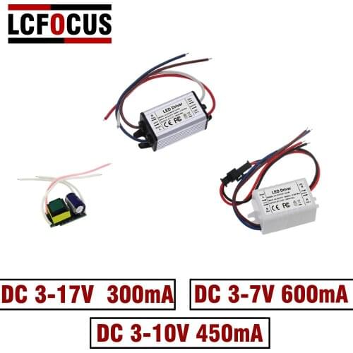 No Flicker 1W 2W 3W 4W 5W LED Driver Lighting Transformer 3-17V 3-10V 3-7V 300mA 450mA 600mA Constant Current Power Supply