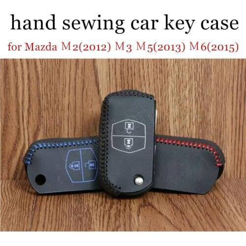 Only Red fit for Mazda M2(2012) M3 M5(2013) M6(2015) MAZDA 6(2015) MAZDA 3(2013) hand sewing leather car key case cover nice