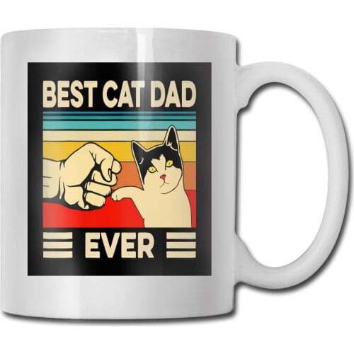 Best Cat Dad Ever Funny Cat Dad Father Vintage Gift Streetwear Women Selling Casual Fitness Mug Cup