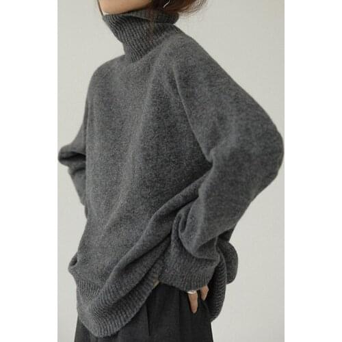 2021 Autumn Winter Pullover Women Long Sweater Over Size Turtleneck Cashmere Knitted Sweater Female