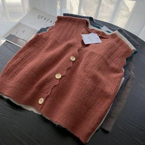 2021 Fashion Casual Tank Tops Elasticity Sweater Autumn Women Sleeveless V-Neck White Knitted Vest VD1556