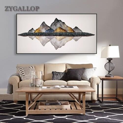 ZYGALLOP Golden Mountains Landscape Canvas Painting Creativity Abstract Mountain Prints Posters Nordic Home Decor Wall Pictures