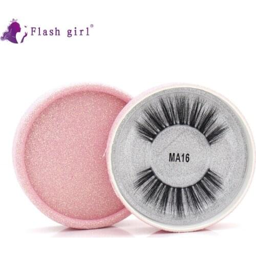 Flash Girl 1 Pair 3D Faux Mink Lashes Natural Soft False Eyelashes Handmade Reusable Silk Fake Eyelash Makeup Extension MA16