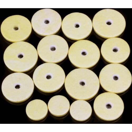 16pcs High Quality Lightweight Durable Yellow Close Hole Flute Leather Pads Mat Musical Instruments Parts Accessories