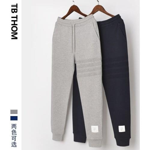 2019 TN THOM mens Jacquard striped long pants fahsion cotton sweatpants men mid waist jogging pants youth sport trousers